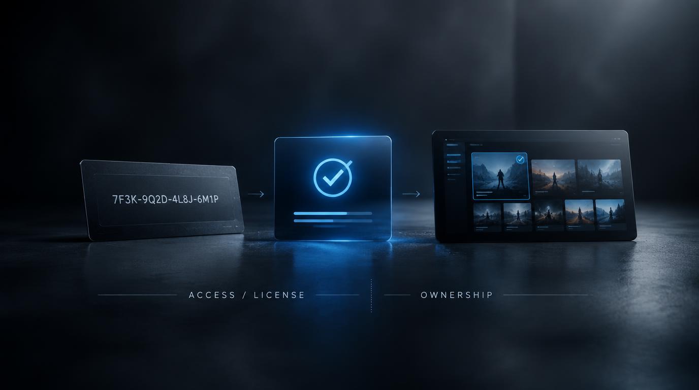 Game key activation and digital game ownership concept
